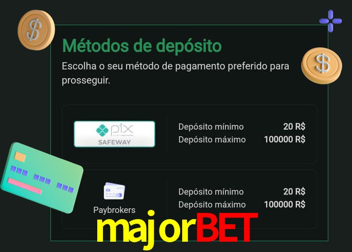 O cassino majorbet oferece uma grande variedade de métodos de pagamento